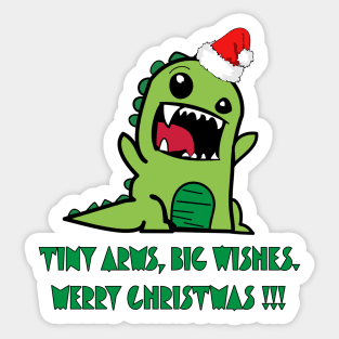 Cute Dinosaur T Rex Wishing Merry Christmas T-shirt Sticker